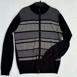 New GUESS BY MARCIANO Men's Black and Gray Full-Zip Sweater